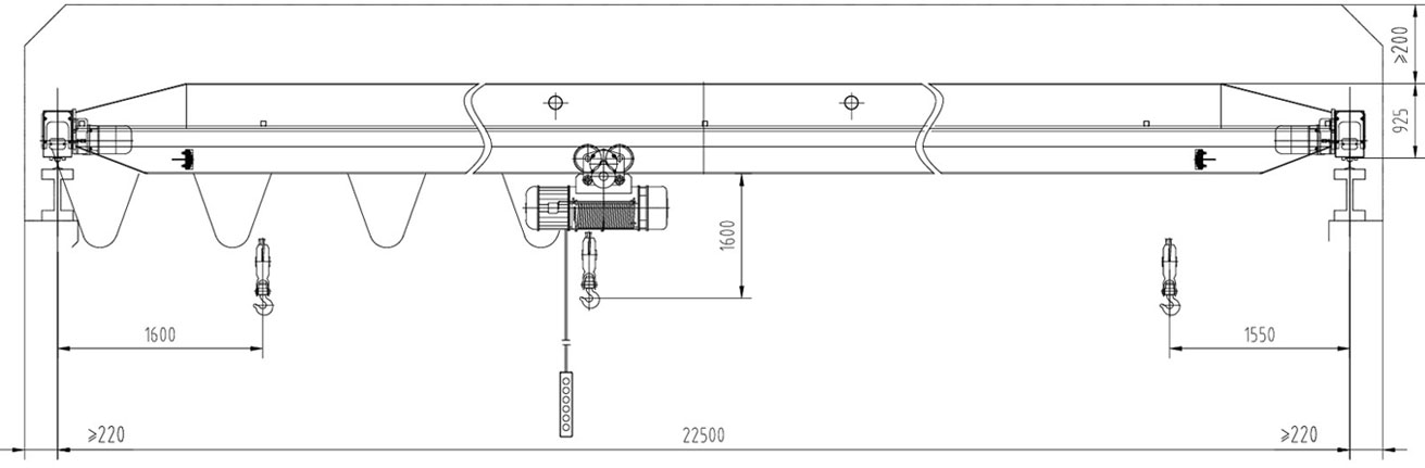 Dibujo de puente grúa monorraíl