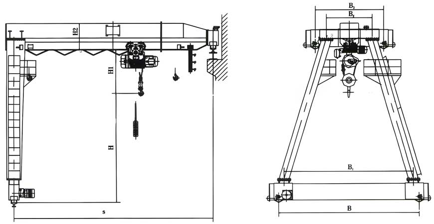 Dibujo de grúa semipórtico